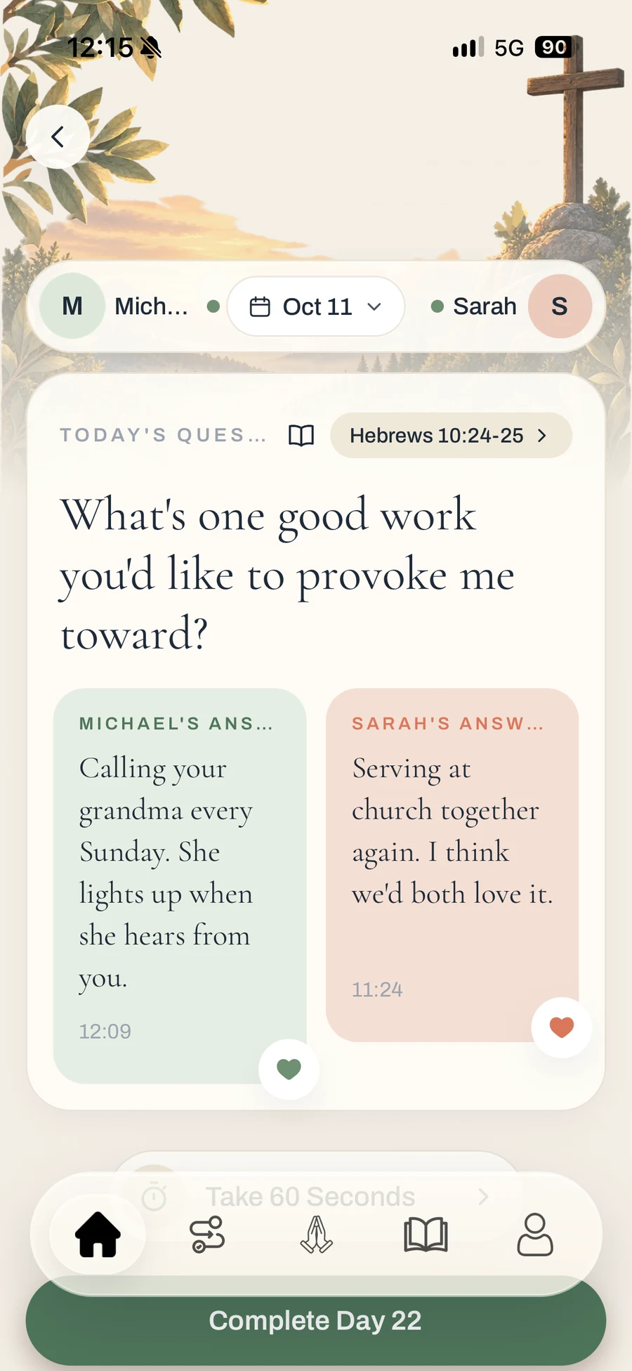 Reflect together: Michael's and Sarah's answers side by side